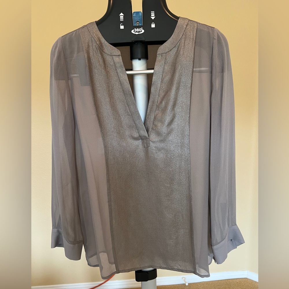 Joie sheer silver tunic blouse